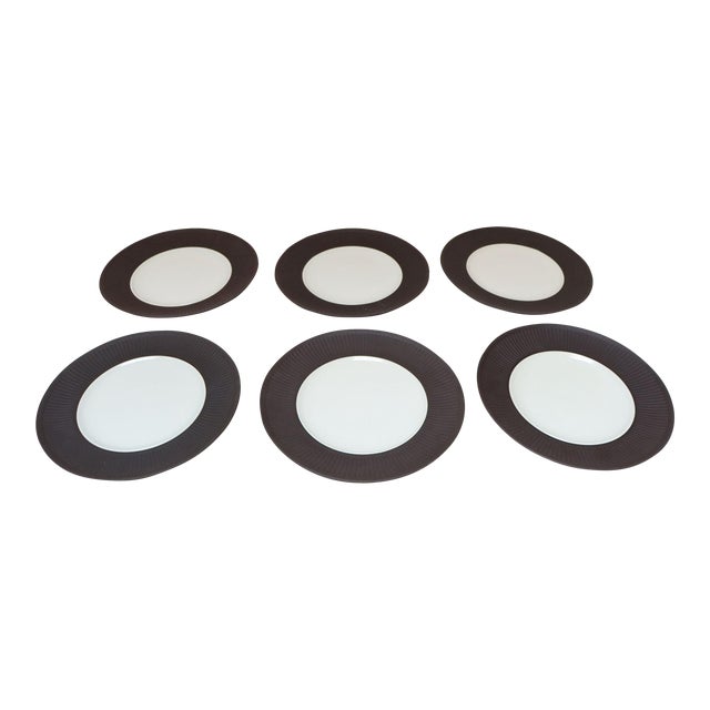 Set of Six Early Jens Quistgaard for Dansk Flamestone Dinner Plates For Sale