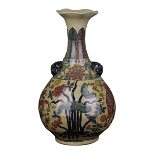 Chinese Vintage Ceramic Vase,Ming Dynasty Jiajing Marked Blue and White Doucai Porcelain Yuhuchun Vase Hand Painted Lotus Flowers Pattern
