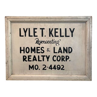 1930s Wood Homes & Land Realty Sign For Sale