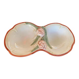 Carraro Italian Majolica Artichoke Divided Dish For Sale