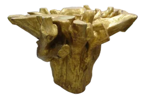 Organic Modern Gilt Faux Bois Tree Stump Table Base
