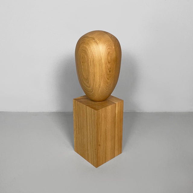 Italian Postmodern Stylized Head Sculpture in Wood, 1990s For Sale - Image 9 of 9