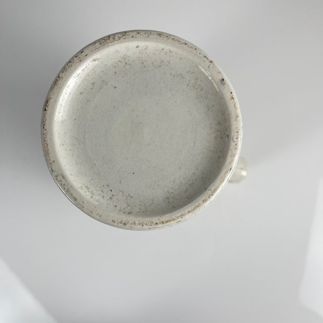 Ceramic Antique Earthenware Pitcher with Green Floral Decoration, 1890s For Sale - Image 7 of 11