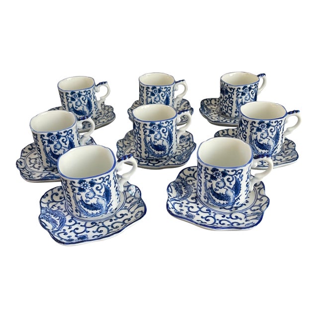 Takahashi Phoenix Blue and White Tea Set For Sale