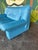 1990s Vintage Postmodern Italian Nicoletti Attrb Blue Leather Loveseat For Sale - Image 5 of 12