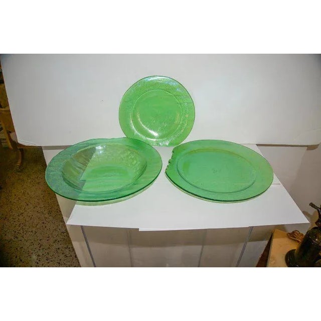 Contemporary Artisan Green Glass Dinnerware Signe - Set of 3 For Sale - Image 3 of 10