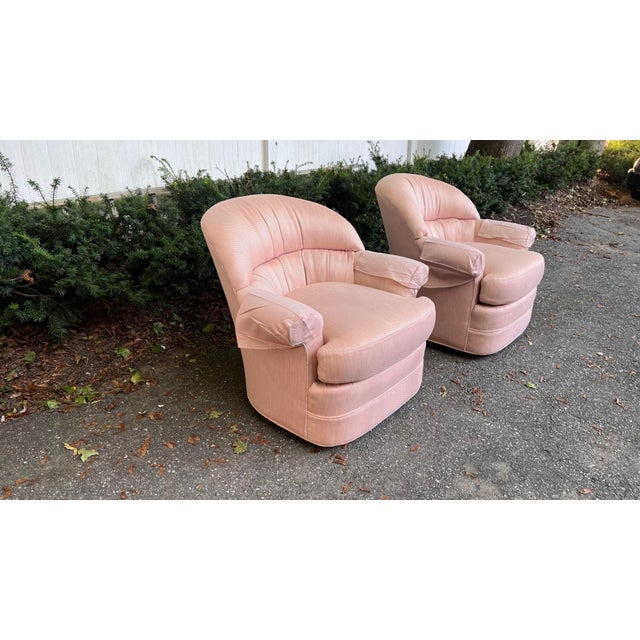 1990s Heritage Furniture Co. Pink Swivel Club Chairs a Pair Chairish