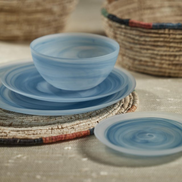 Contemporary Barren Alabaster Glass Plates, Set of 4, Medium For Sale - Image 3 of 6