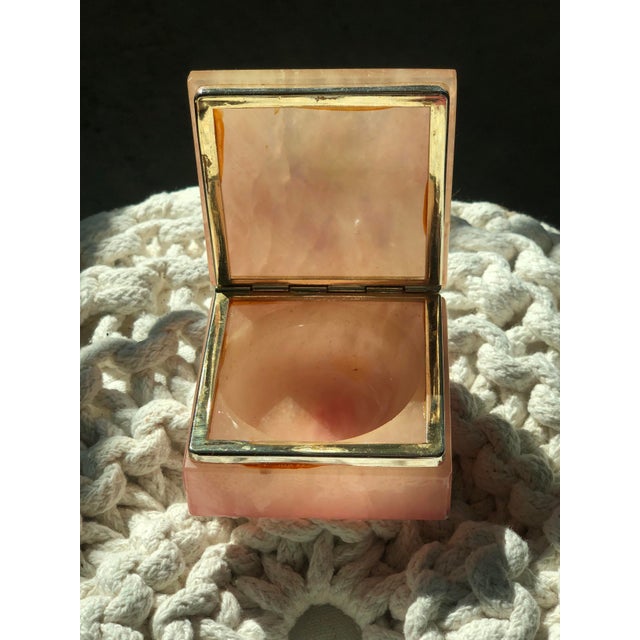 Vintage 1960s Hand Carved and Hand Painted Square Alabaster Hinged Box ...