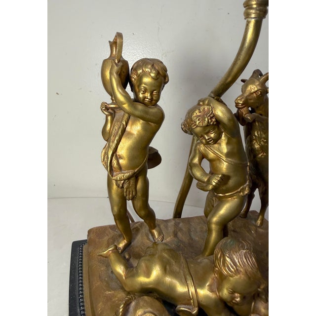 Antique Claude Michel Clodion Sevres Gilt Bronze Cherub Group Statue Table Lamp For Sale - Image 11 of 18