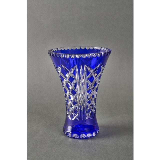 Vintage Bohemian Cut Crystal Vase, 1960s For Sale - Image 4 of 5