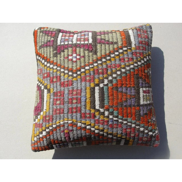 Gray Kilim Rug Pillow For Sale - Image 8 of 11