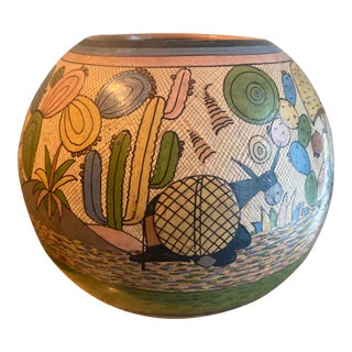 Rare Vintage Mexican Tlaquepaque Pottery Vase For Sale