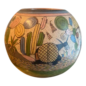 Rare Vintage Mexican Tlaquepaque Pottery Vase