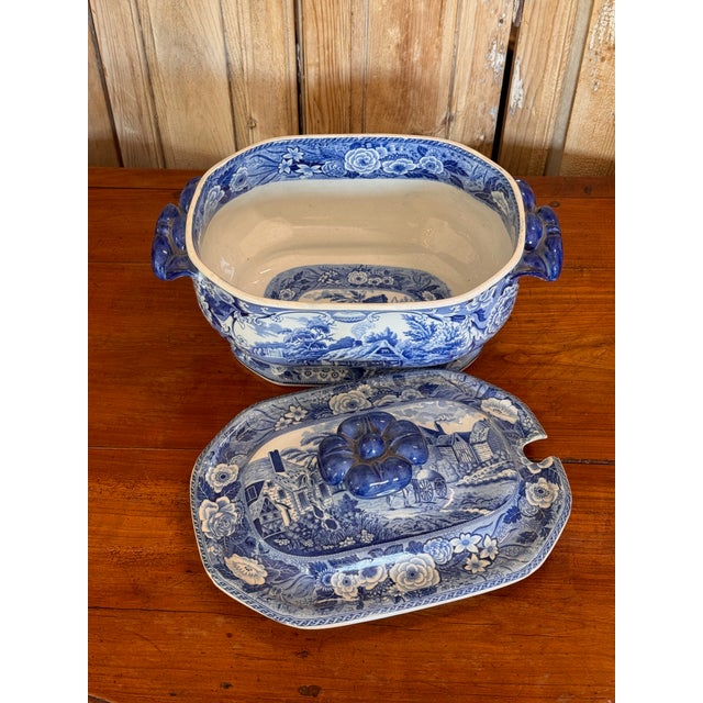 Blue and White Transferware Soup Tureen For Sale - Image 6 of 8