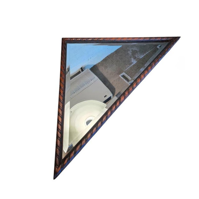 Triangular Oak Mirrors with Facet Cut Edges, Set of 2 For Sale - Image 6 of 17