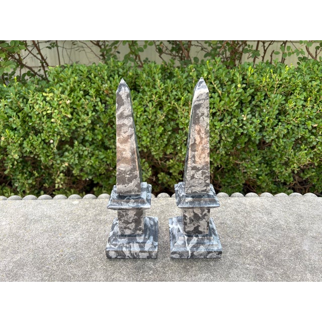 Pair of Vintage Italian Marble Obelisks For Sale - Image 10 of 10
