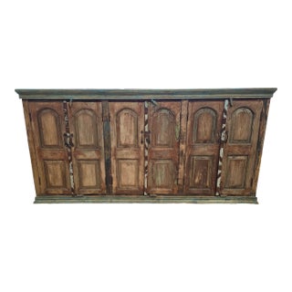 Reclaimed Wood Cabinet With Shelves, Storage, 92" Long. For Sale