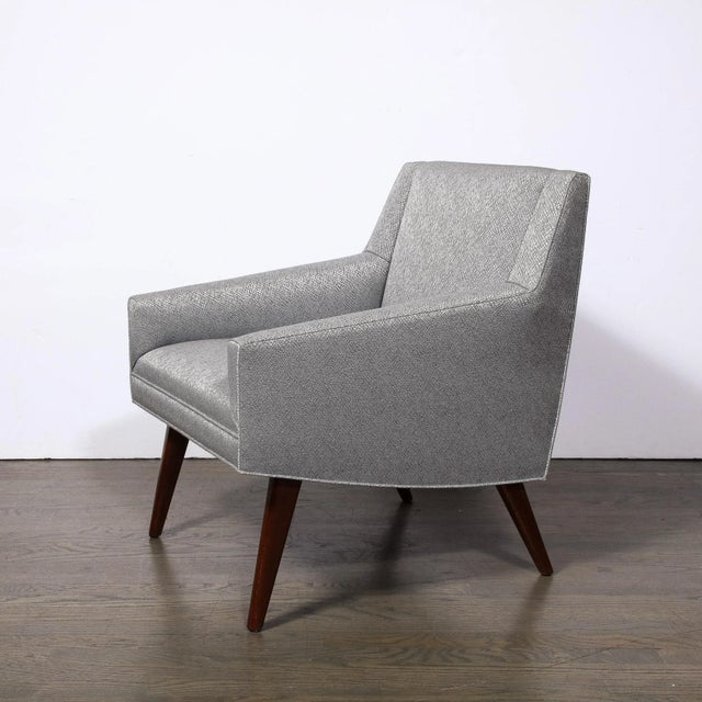 Gray 1960s Mid-Century Lounge Chairs in Holly Hunt Fabric & Tapered Hand-Rubbed Walnut Legs - Set of 2 For Sale - Image 8 of 12