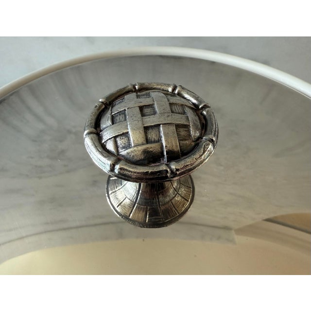 Metal Vintage Faux Bamboo Silverplate Serving Dish For Sale - Image 7 of 12