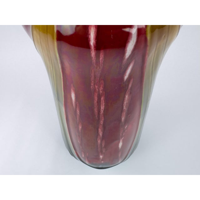 Large Art Nouveau Barbotine Vase by L’Herminie-Declercq, Orchies, France, c.1900 For Sale - Image 9 of 15