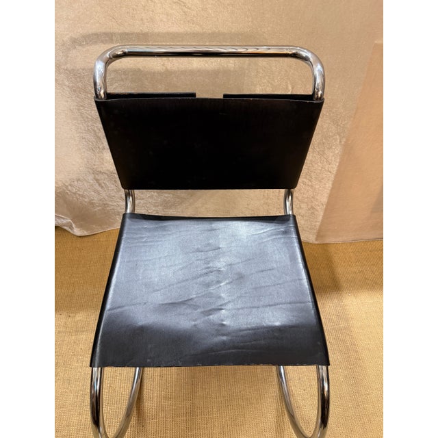 MR10 Cantilever Chair in Leather and Chrome by Mies Van Der Rohe, 1970s For Sale - Image 9 of 10