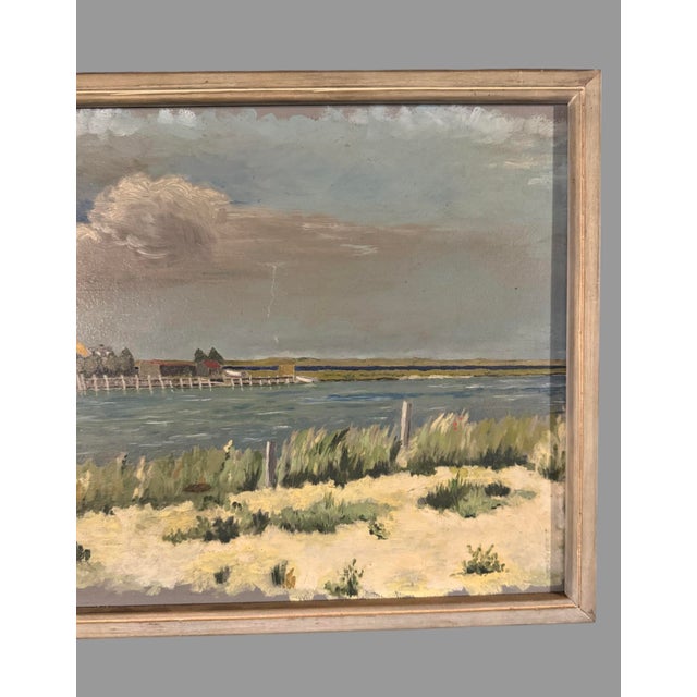 American Vintage Country Seaside Landscape Oil Painting on Board Long Beach Island Nj For Sale - Image 3 of 12
