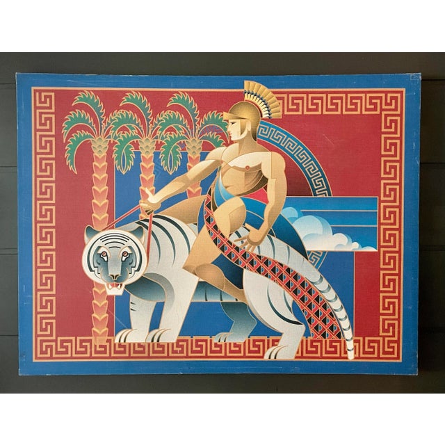 1970's Art Deco Printed Canvas "Cavalcare La Tigre" For Sale - Image 13 of 13