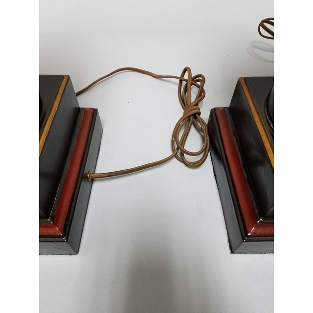 20th Century Traditional Black & Oxblood Turned Finial Lamps a Pair Chairish