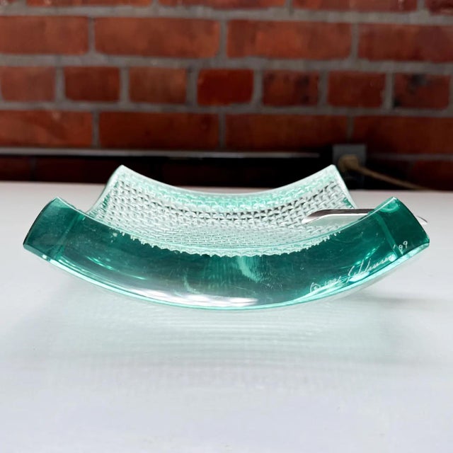 Traditional Stephen Schlanser Signed Glass Ashtray: Modernist Studio Art, Sterling Silver Rest For Sale - Image 3 of 5
