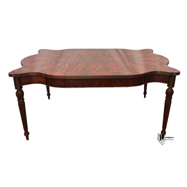 Vintage Regency Style Extension Dining Table by Henredon featuring High Quality Construction, Stunning Flame Mahogany,...