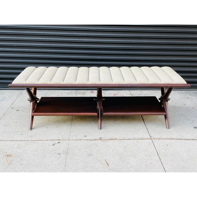 Stunning bench designed and manufactured by Hickory chair furniture CO. The bench is made in solid and veneer woods with a...