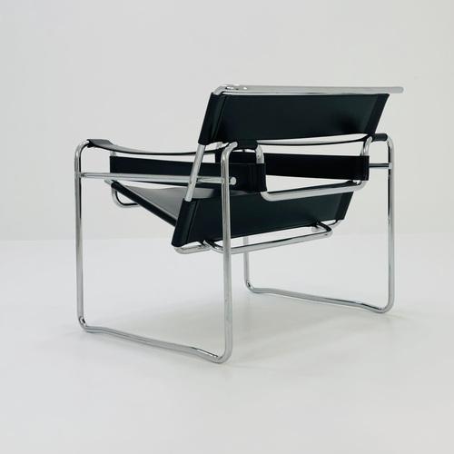 Mid-Century Black B3 Armchair in the style of Marcel Breuer, Germany, 1990s For Sale - Image 4 of 11