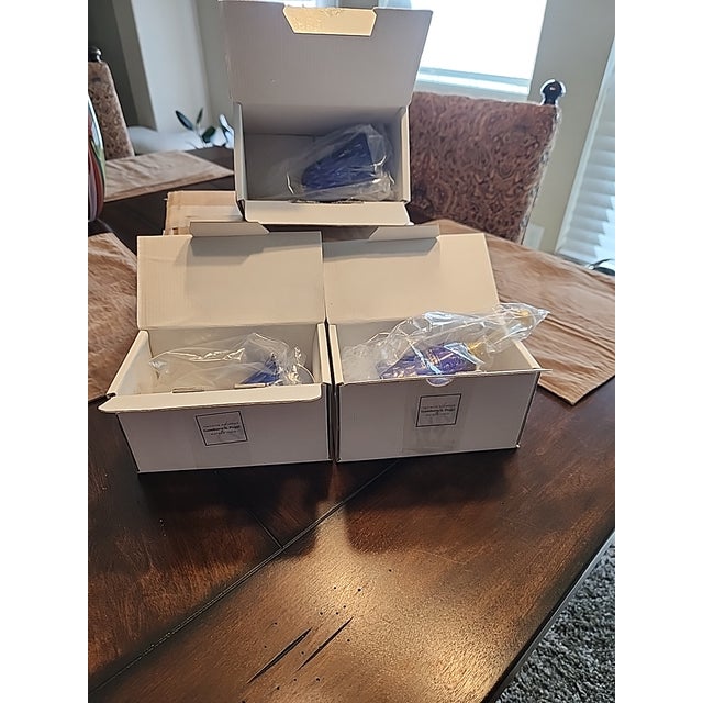 Poggi Trio of Murano Art Glass Bells – Gambaro & Poggi – Cobalt Blue & 24k Gold Aventurine – Signed W/ Original Boxes For Sale - Image 4 of 5