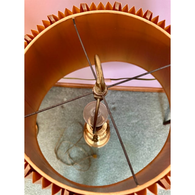 Traditional 1980s Stiffel Solid Brass Urn Table Lamp Pair With Original Pleated Shades For Sale - Image 3 of 4