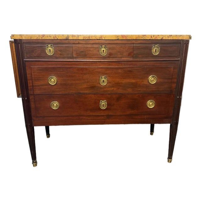 19th Century French Louis XVI Marble Top Commode For Sale