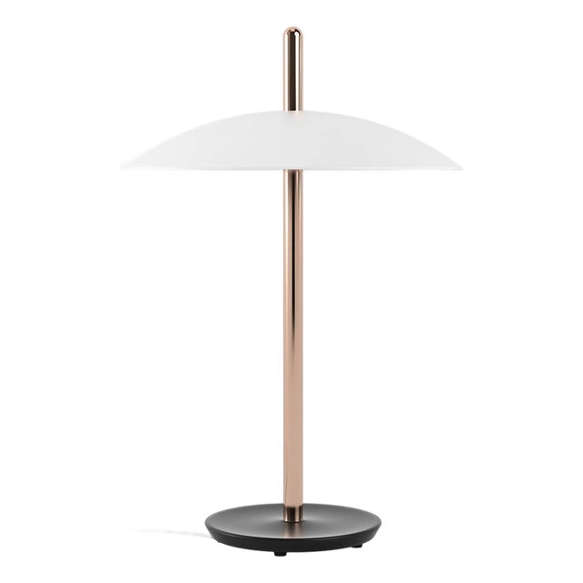 Signal Table Lamp / Desk Light, White & Copper, by Souda, Modern, Minimal, Desk Light For Sale
