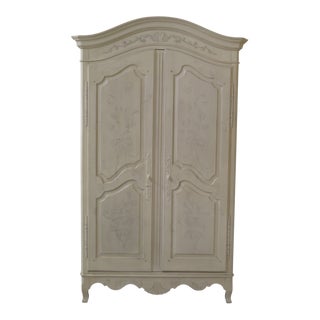 French Ethan Allen Paint Decorated Bedroom Armoire For Sale