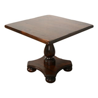 Ethan Allen Rustic European Solid Pine Pedestal Side Table or Cocktail Table, Circa 1970s For Sale