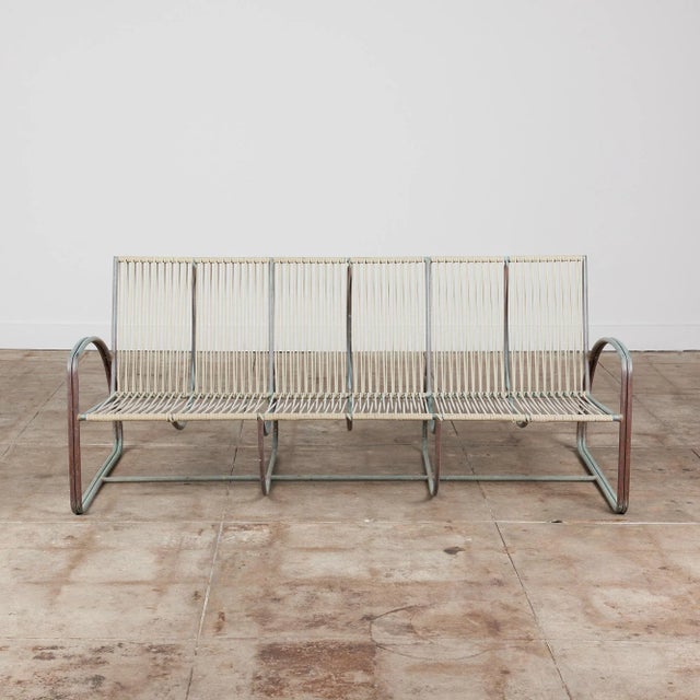 1960s Walter Lamb for Brown Jordan Bronze Patio Three Seater Sofa For Sale - Image 5 of 13