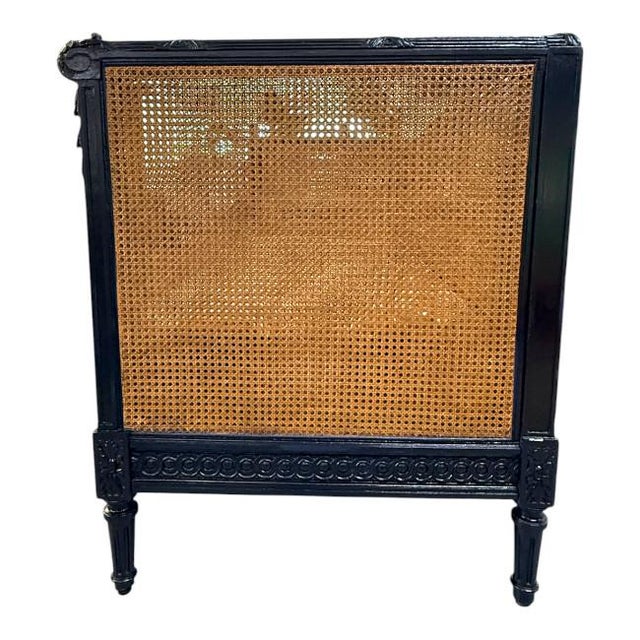 Vintage Black High-Gloss Lacquer Double-Caned Daybed With Custom Tiger Upholstery For Sale - Image 9 of 16