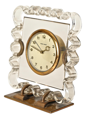 Art Deco Brass Table Clock from Ernst, Switzerland, 1930s-1940s