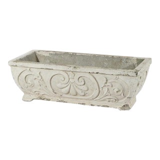 Cast Hardstone Long Garden or Patio Planter With Scroll Work in Relief 20th C For Sale