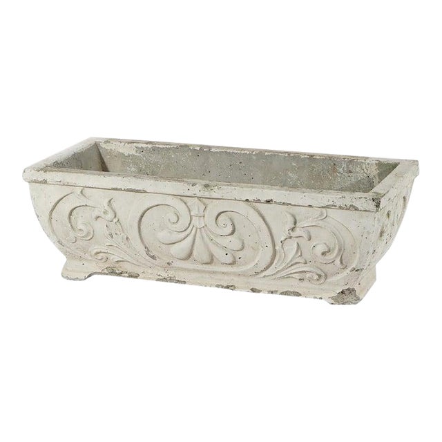 Cast Hardstone Long Garden or Patio Planter With Scroll Work in Relief 20th C For Sale