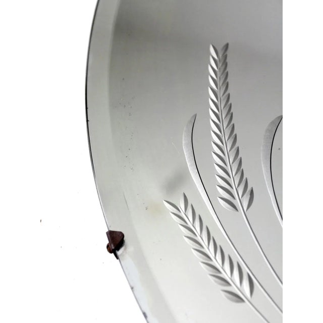 Glass Antique Round Etched Mirror For Sale - Image 7 of 13