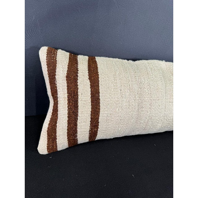 Turkish Hemp Pillow Cushion Natural Beige Black Cushion Cover 12x46 #30324 Enhance your home decor with our Kilim Pillow...