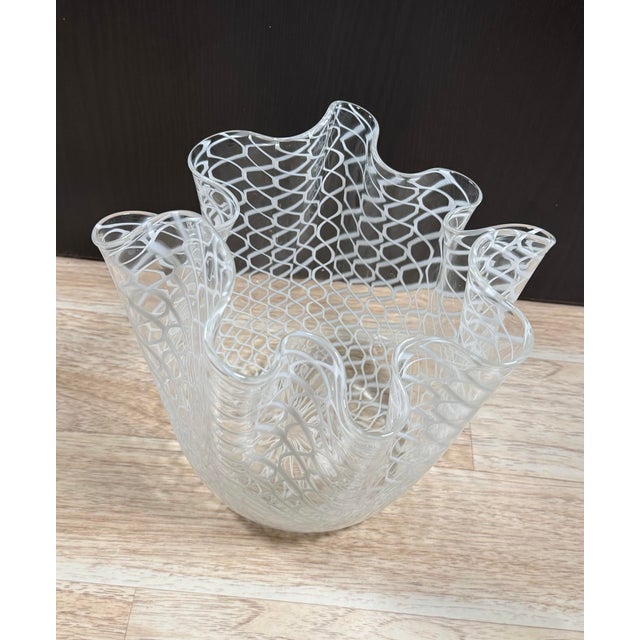 Fulvio Bianconi/Paolo Venini for Murano Large Fazzoletto Art Glass Vase For Sale - Image 9 of 11
