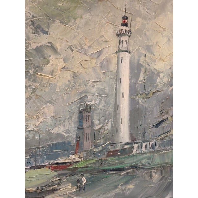 Walter Prescher Van Ed (1916-1988) Large Signed French Harbor Oil Painting For Sale - Image 9 of 16