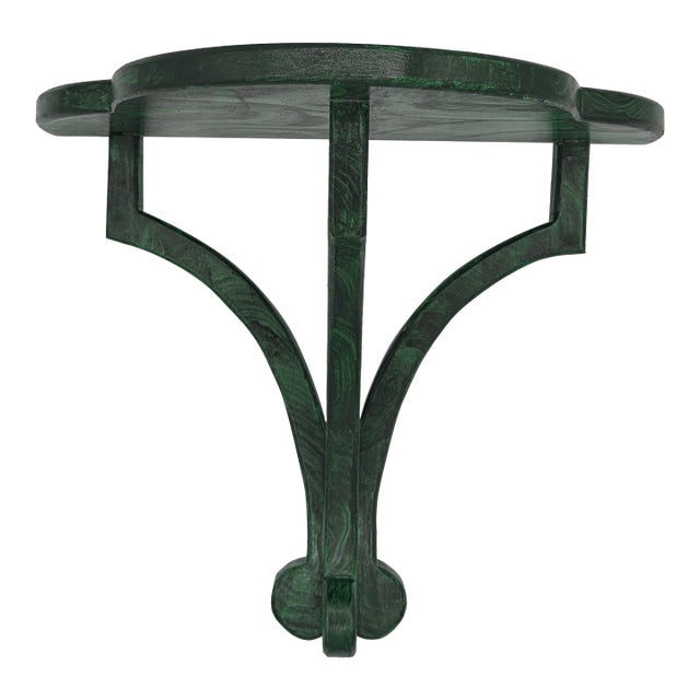 A Treffoil Shaped Wall Bracket or Shelf Handpainted in a Faux Malachite Finish For Sale