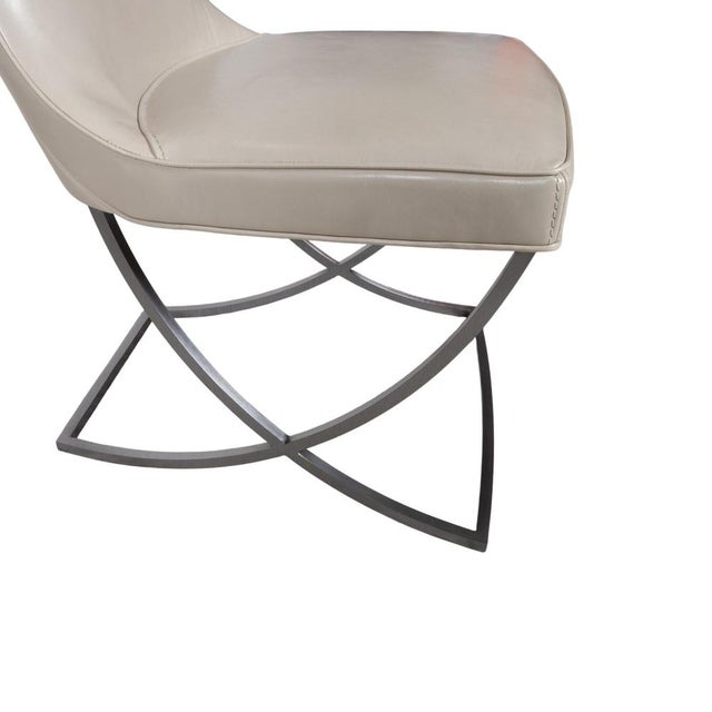 Dining Set with Leather Chairs and Oval Dining Table by Baxter Gilbert, Set of 8 For Sale - Image 9 of 18